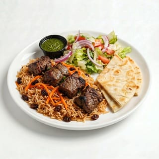 Qabuli Palow with Beef Kabob