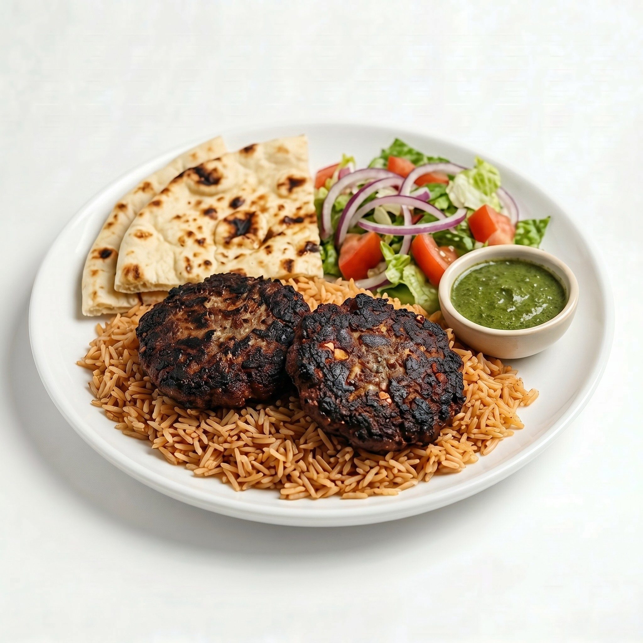 Qabuli Palow with Chapli Kabob.